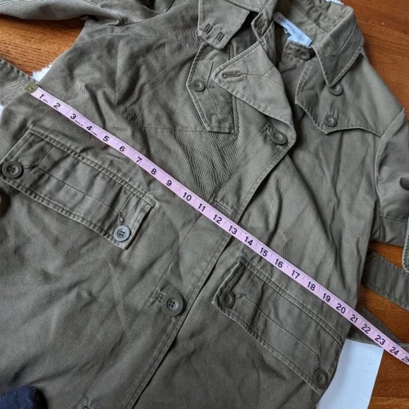SEE BY CHLOE Military Cargo Safari Belted Trench Jacket - Green - Size 4 Small - Picture 8 of 12